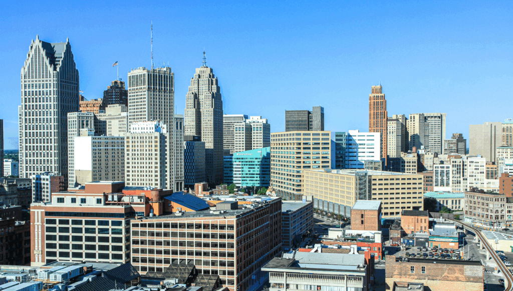 A view of Detroit where the Detroit Marathon is being held
