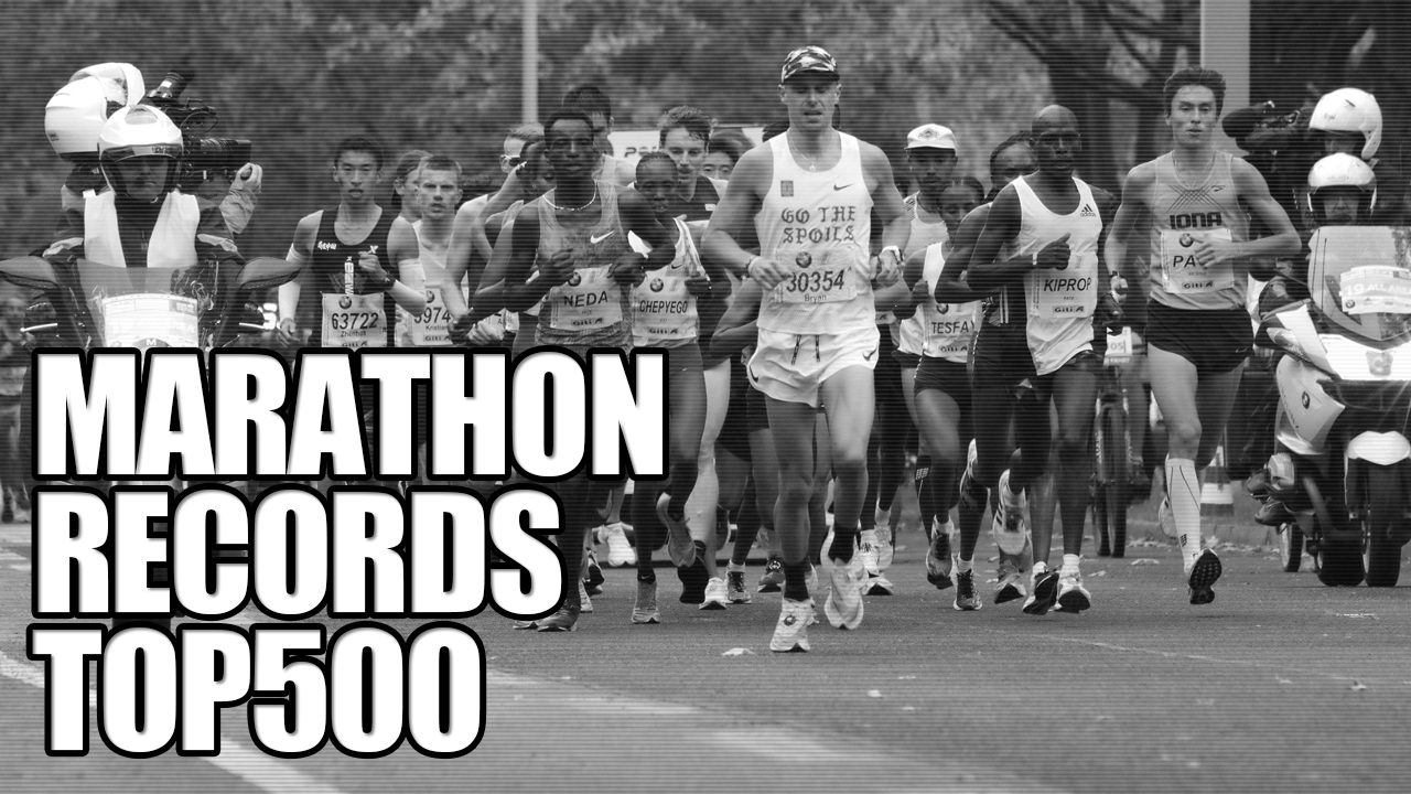 The top 500 marathon records of all time (Man)