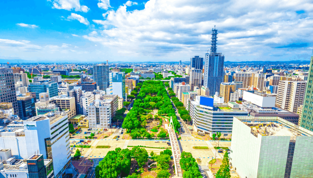 名古屋ウィメンズマラソンが行われる名古屋の風景